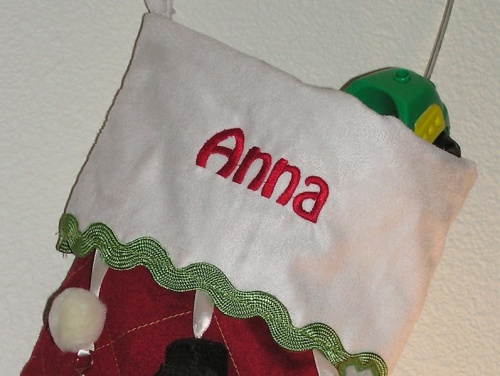 Anna's Christmas stocking (closeup) 