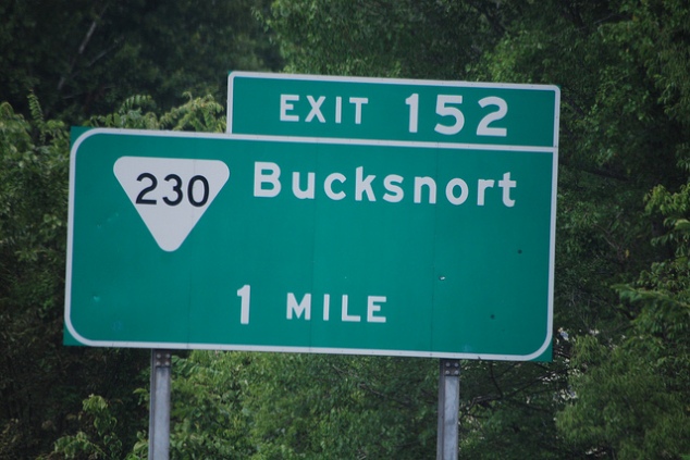 Exit 152. Bucksnort, 1 Mile